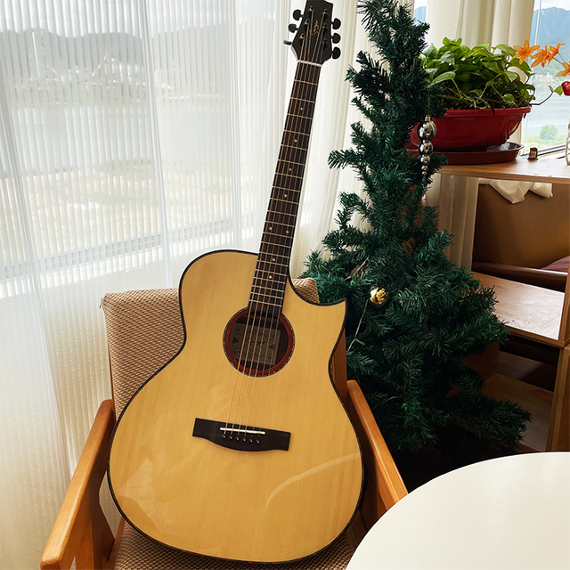 Smiger new cutaway High quality solid top electric acoustic guitar for sale