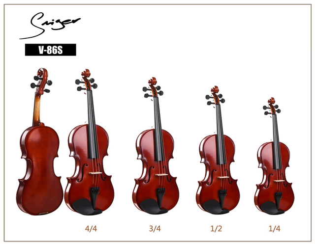 Wholesale Violin Bundle - V86S: 4 Sizes in 1 Carton | Solid Wood Construction | Satin Natural Finish | Retail-Ready Kit