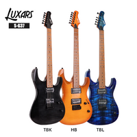 S-G37 Premium Electric Guitar｜Flamed Maple Top + Poplar Body｜Roasted Maple Satin Neck｜H-H Alnico V Pickups｜24 Rounded Frets｜High-Gloss Finish (3 Art Finishes: TBK/HB/TBL)｜6 Guitars/Carton