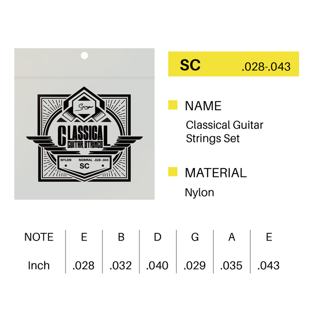 SC Classical Guitar String Set – B2B Bulk Supply, Nylon Material, 028-043 Gauges & Customization Service
