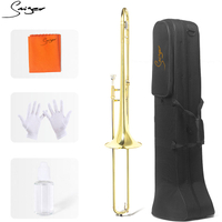 Brass Trumpet Instrument Standard Bb Western Wind Instruments with Hard Case, Cleaning Kit, 7C Mouthpiece Gold