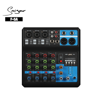 Manufacture 48V Phantom Power Delay Mic Effect USB Audio Mixer 5 Channel F-5A