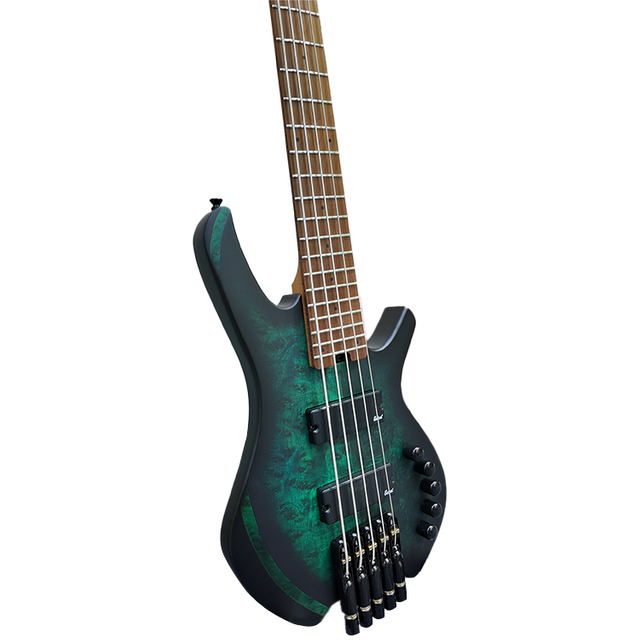 S-B60-H 5 Strings Bass Guitar with 33"/35" Scale Length | Burlwood Body 19.5mm Neck Thickness 74mm 24th Fret Width Matte Finish