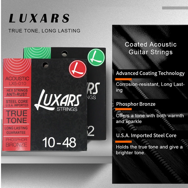 LUXARS Guitar Strings Acoustic Folk NANOWEB Coating Light 