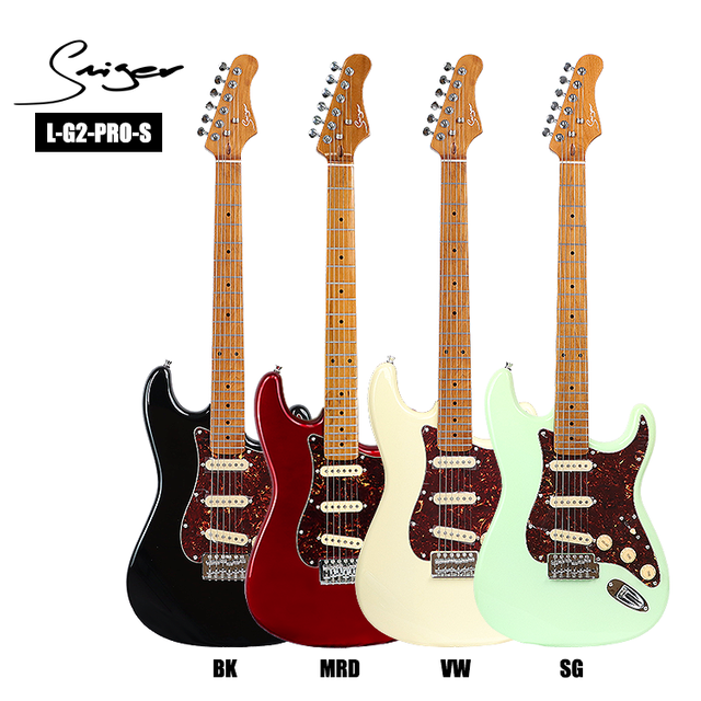 L-G2-PRO-S Professional ST Electric Guitar｜Roasted Maple Neck + Alnico V SSS Pickups｜Conductive Shielding Poplar Body｜22 Rounded Frets｜Gloss Finish｜6/Carton