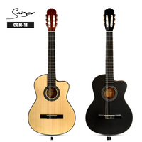 Smiger CGM-11 39" Thinbody Classical Guitar｜Matte Black Finish｜Laminated Spruce Top & Sapele Sides｜Gold Classical Tuners｜Ergonomic Dreadnought (Stage/Live Use)