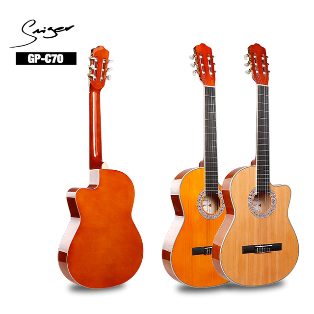 B2B Wholesale GP-C70 Thin Body Classical Guitar – 39 Inch 4/4 Size (8.1CM Thickness), Spruce Top, Linden Back&Side, Mahogany Neck, B2B OEM/ODM Available