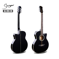 New Black Thin Body Acoustic Guitar