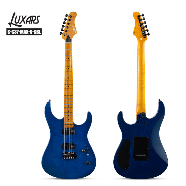 S-G37-MAX-S Pro Electric Guitar｜Flamed Maple Veneer Top & Satin Neck｜Locking Tuners + 24 Frets｜H-H Alnico Pickups｜All-Black Hardware｜4 Gloss Finishes (SBK/SBL/SHB/SPS)｜6/Carton (Stage-Ready Precision)