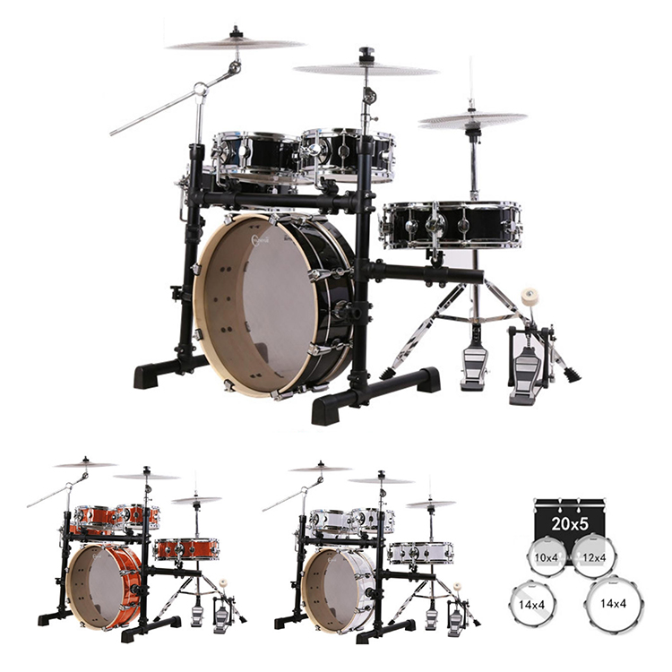 Portable Drum Set Thin Body Music Junior Practice Drum Kit
