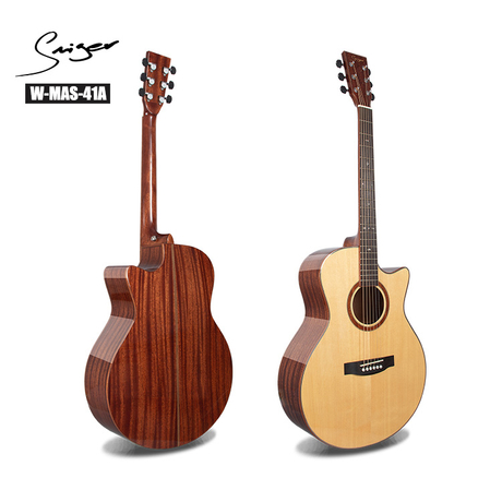 W-MAS-41A 6 String Hollow Body Acoustic Guitar Solid Wood Top