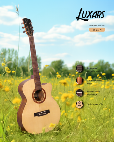 Professional-Grade Sound: Solid Spruce Top Cutaway 40" Acoustic Guitar - Walnut Back & Sides