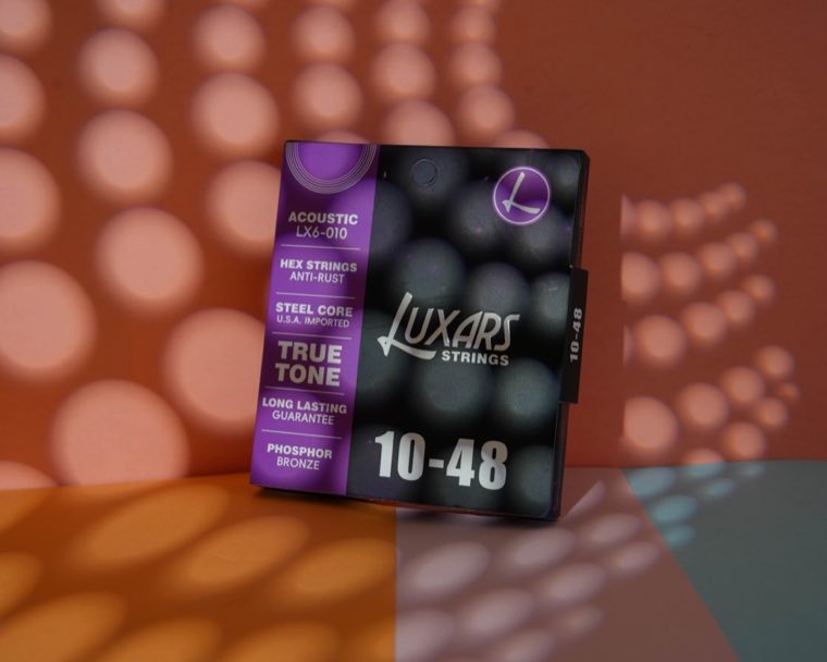 LUXARS electric guitar string packages marked with a 10 to 48 gauge range